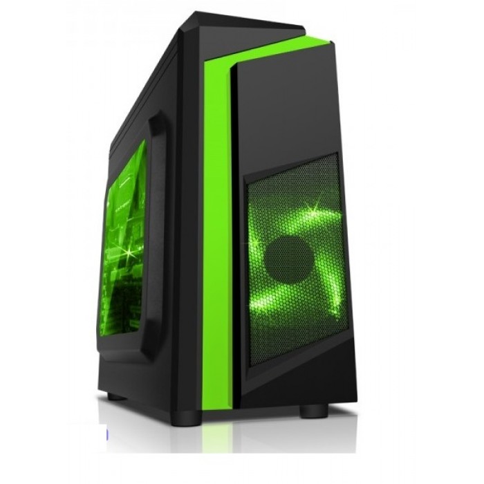 Vỏ máy tính Sama E-Sport F2 Black - Green (MicroATX, Mini-ITX)